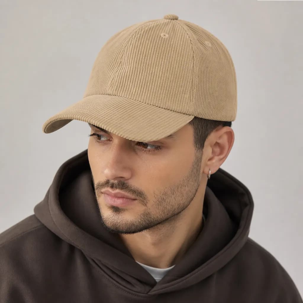 Beige Corduroy Cap – vue 2