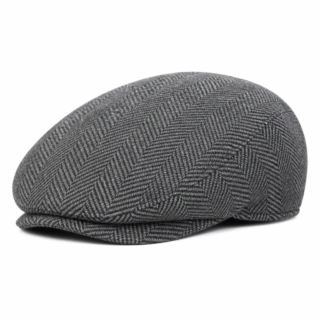 Grey Wool Flat Cap