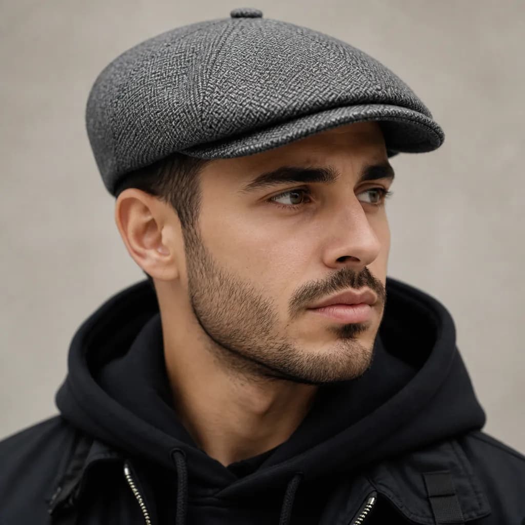 Grey Wool Flat Cap – vue 2