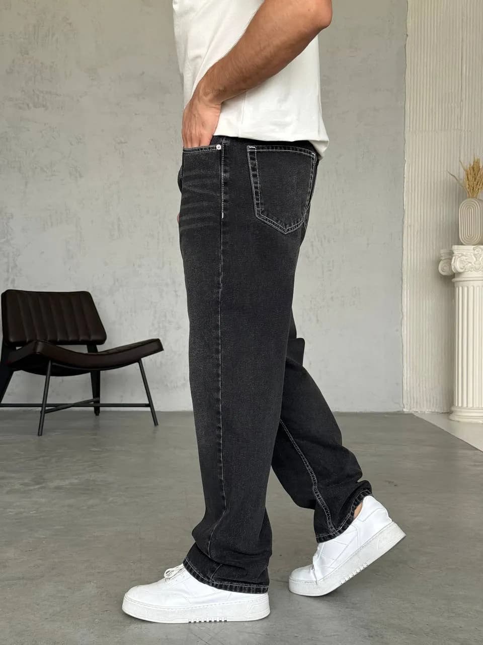 Baggy jean noir Fil blanc  – vue 2