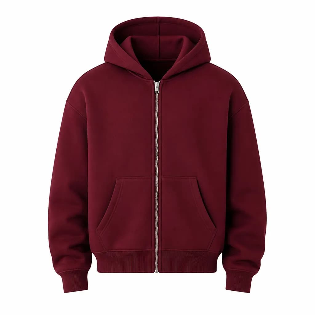 Burgundy Zip Hoodie