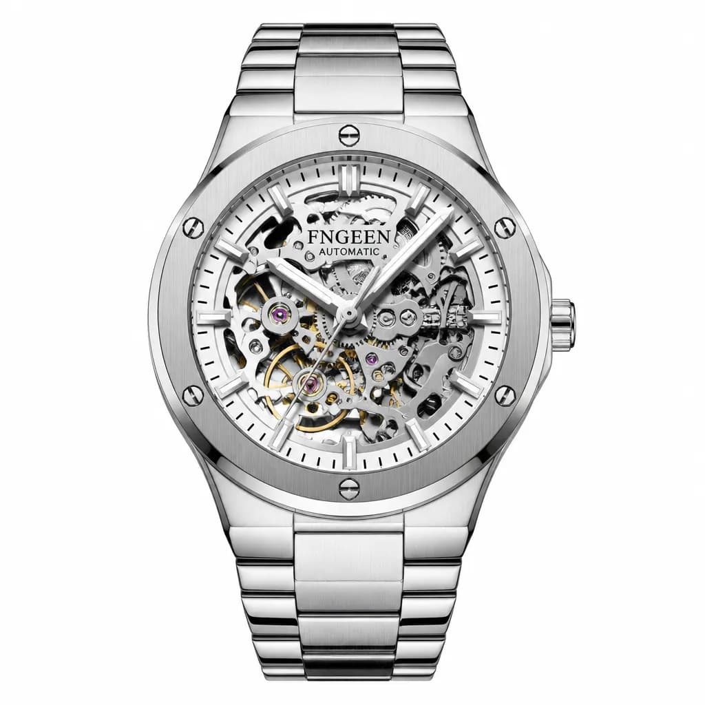 Silver Skeleton Watch