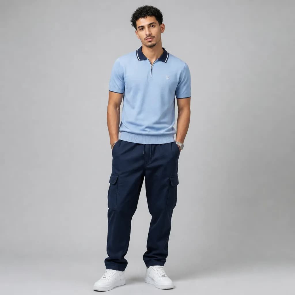 Sky Blue Knit Polo – vue 2