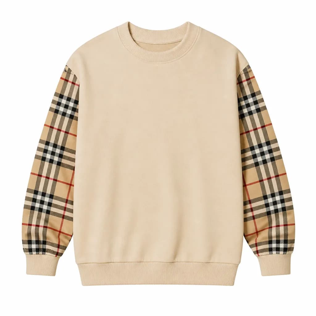 Beige Check Crewneck